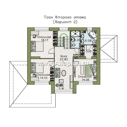 Проекты домов Альфаплан - "Триггер  роста" - двухэтажный дом с открытой планировкой в стиле Райта - превью плана проекта №3