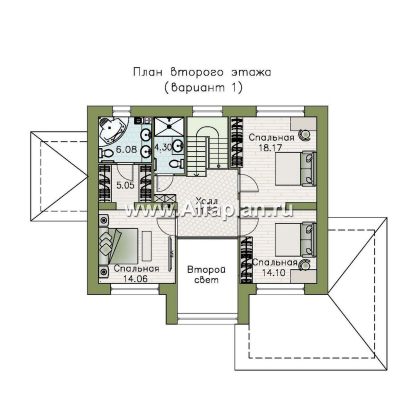 Проекты домов Альфаплан - "Триггер роста" - проект двухэтажного дома из блоков, с террасой и вторым светом, в стиле Райта - превью плана проекта №2