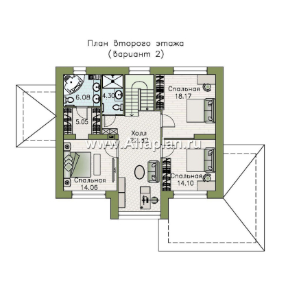 Проекты домов Альфаплан - "Триггер роста" - проект двухэтажного дома из блоков, с террасой и вторым светом, в стиле Райта - превью плана проекта №3