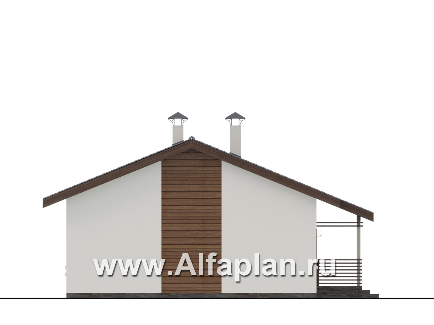 Проекты домов Альфаплан - "Пикколо" - экономичный одноэтажный коттедж из газобетонных блоков - изображение фасада №3