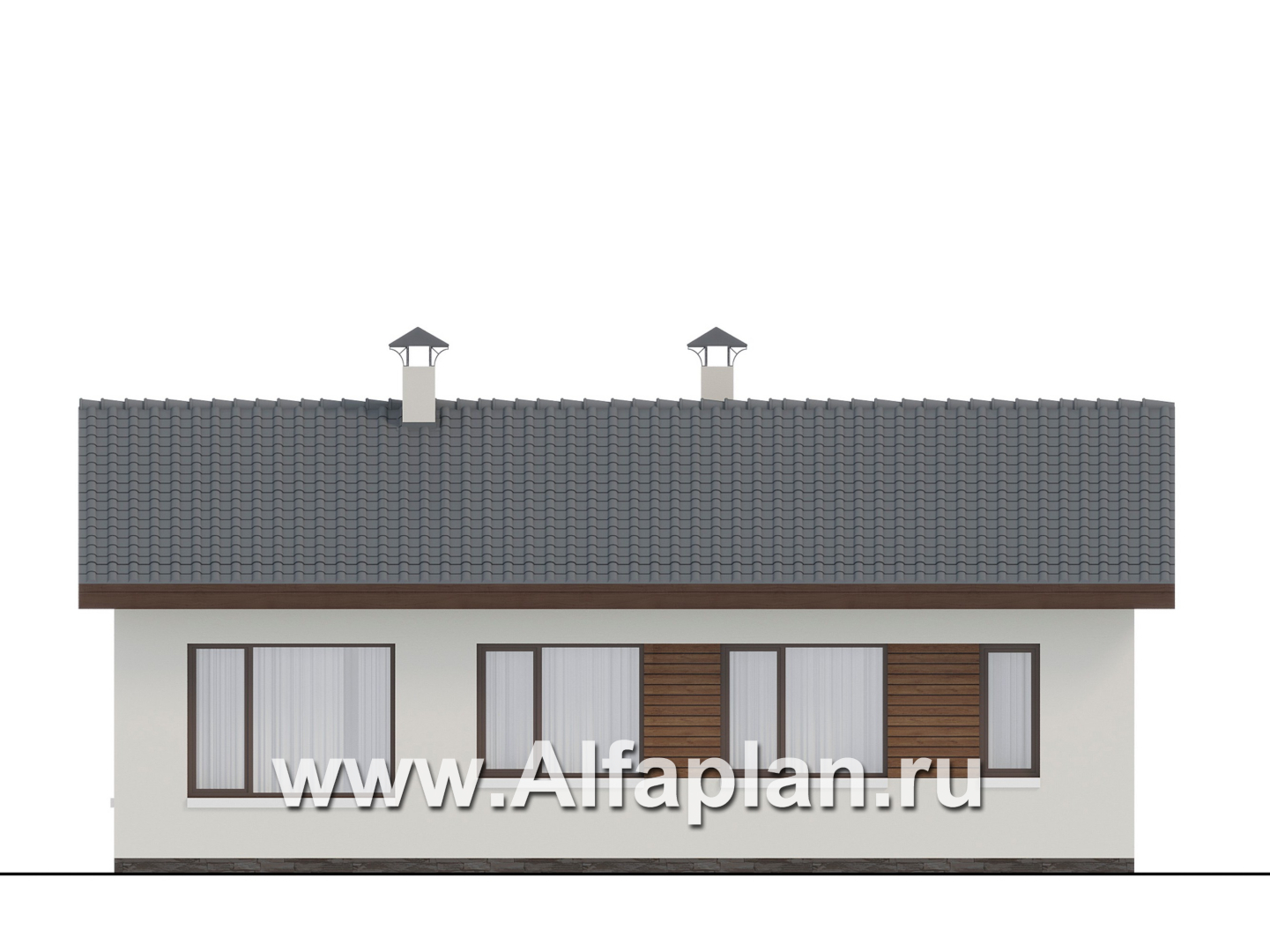 Проекты домов Альфаплан - "Пикколо" - экономичный одноэтажный коттедж из газобетонных блоков - изображение фасада №4
