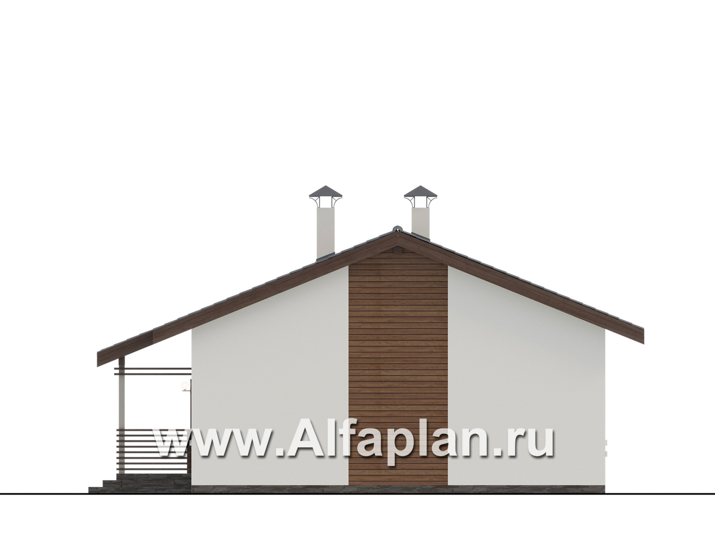 Проекты домов Альфаплан - "Пикколо" - экономичный одноэтажный коттедж из газобетонных блоков - изображение фасада №2