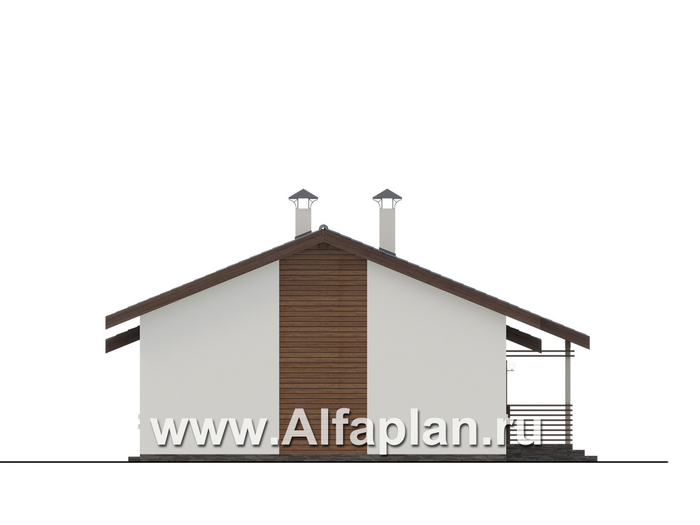 Проекты домов Альфаплан - "Пикколо" - проект простого одноэтажного дома из газоблоков, с террасой - изображение фасада №3