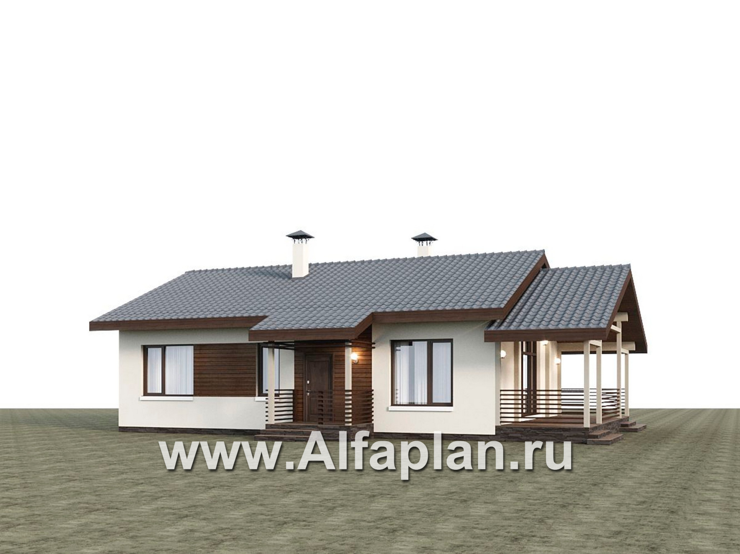 Проекты домов Альфаплан - "Пикколо" - проект простого одноэтажного дома из газоблоков, с террасой - дополнительное изображение №2