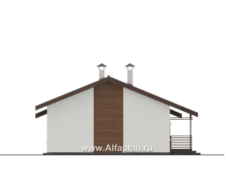 Проекты домов Альфаплан - "Пикколо" - проект простого одноэтажного дома из газоблоков, с террасой - превью фасада №3