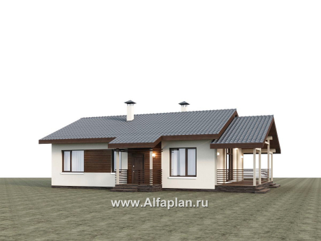 Проекты домов Альфаплан - "Пикколо" - проект простого одноэтажного дома из газоблоков, с террасой - превью дополнительного изображения №2