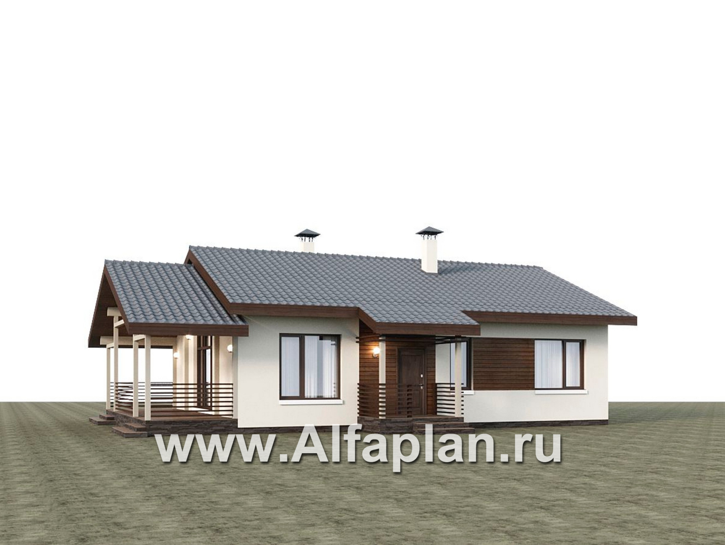Проекты домов Альфаплан - "Пикколо" - экономичный одноэтажный дом из газобетонных блоков, с террасой - дополнительное изображение №2