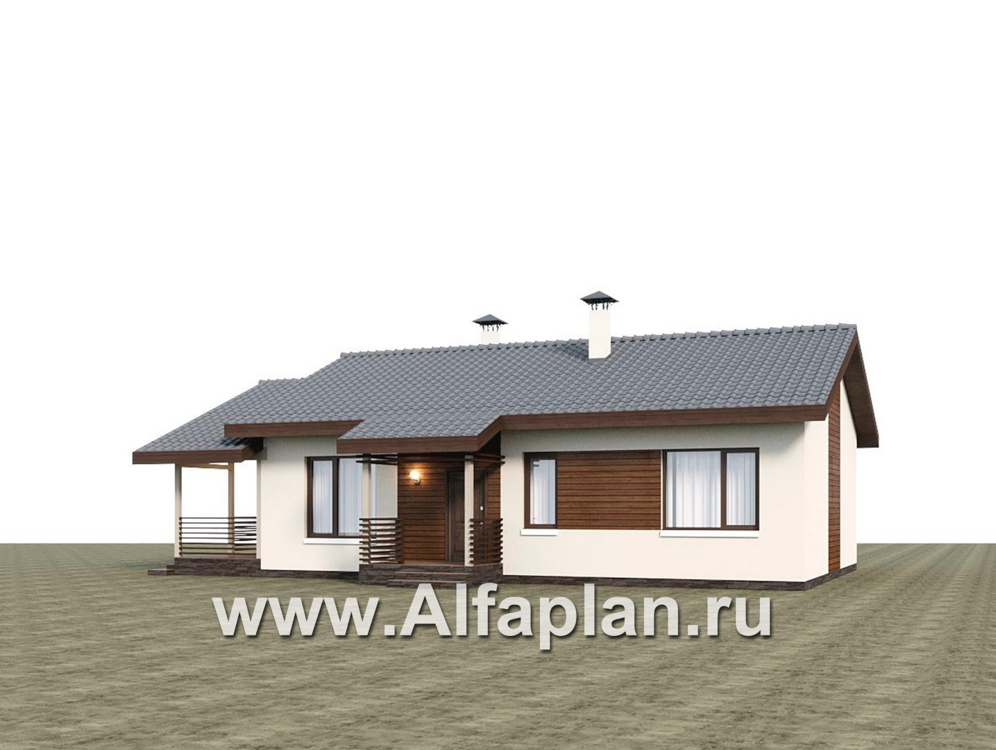 Проекты домов Альфаплан - "Пикколо" - экономичный одноэтажный дом из газобетонных блоков, с террасой - дополнительное изображение №3