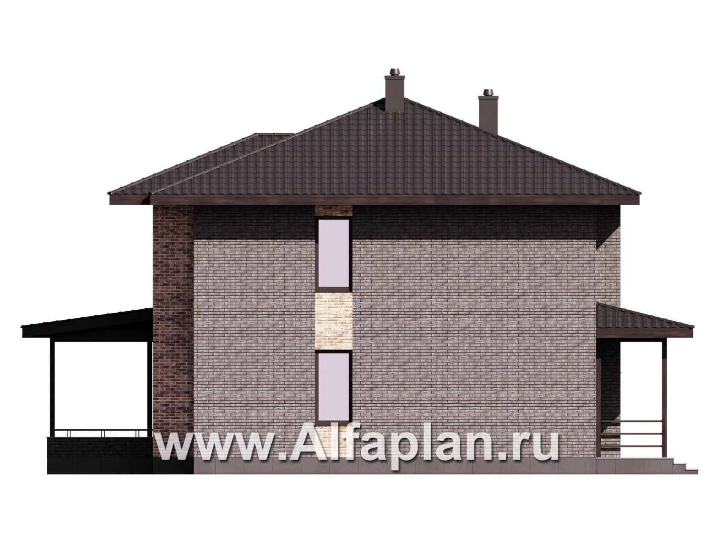 Проекты домов Альфаплан - Проект лаконичного двухэтажного дома из керамических блоков - изображение фасада №3