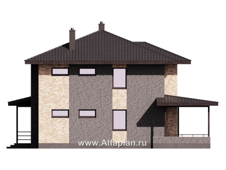 Проекты домов Альфаплан - Проект лаконичного двухэтажного дома из керамических блоков - превью фасада №2