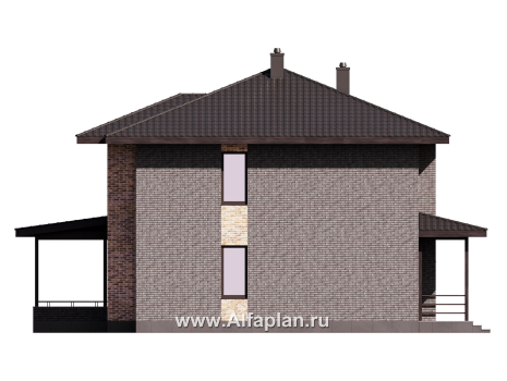 Проекты домов Альфаплан - Проект лаконичного двухэтажного дома из керамических блоков - превью фасада №3