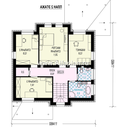 Проекты домов Альфаплан - Проект лаконичного двухэтажного дома из керамических блоков - превью плана проекта №2