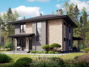 Проекты домов Альфаплан - Проект лаконичного двухэтажного дома из керамических блоков - превью основного изображения