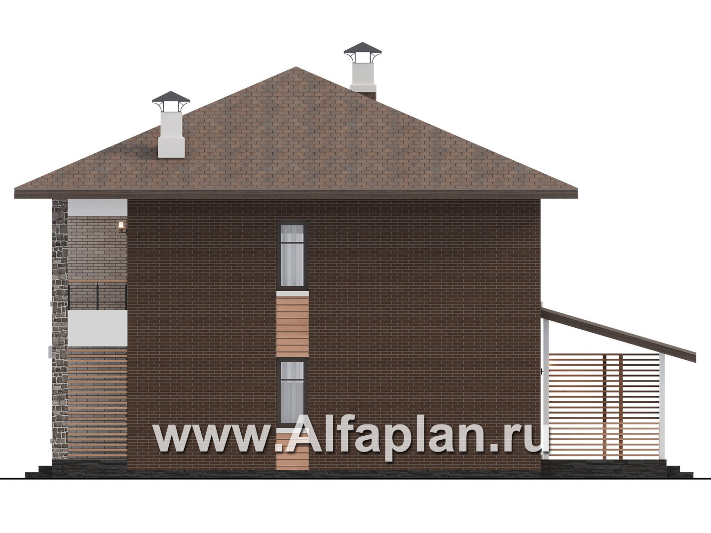Проекты домов Альфаплан - "Селигер" - друхэтажный дом из газобетона, отличная планировка - изображение фасада №2