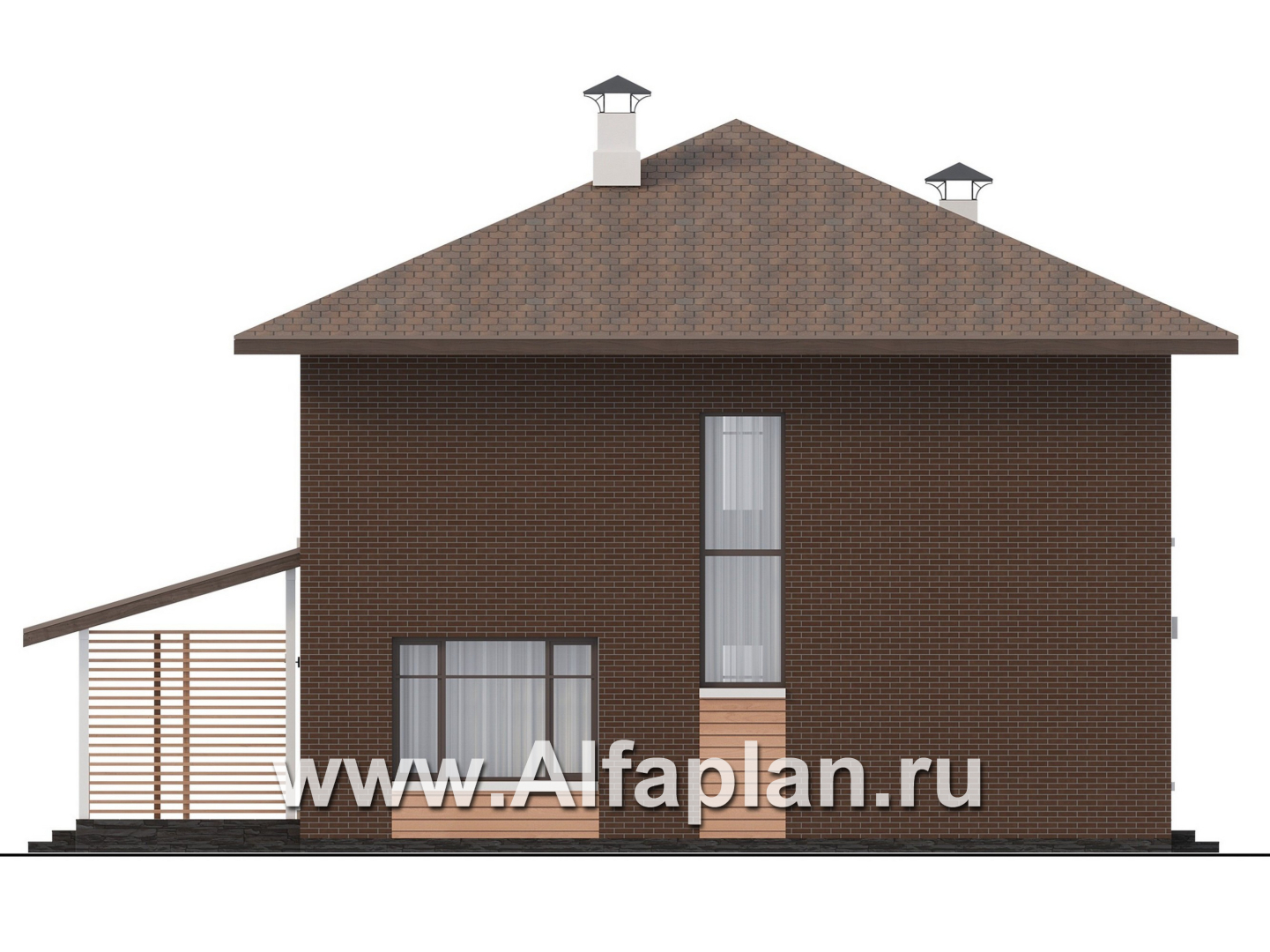 Проекты домов Альфаплан - "Селигер" - друхэтажный дом из газобетона, отличная планировка - изображение фасада №3
