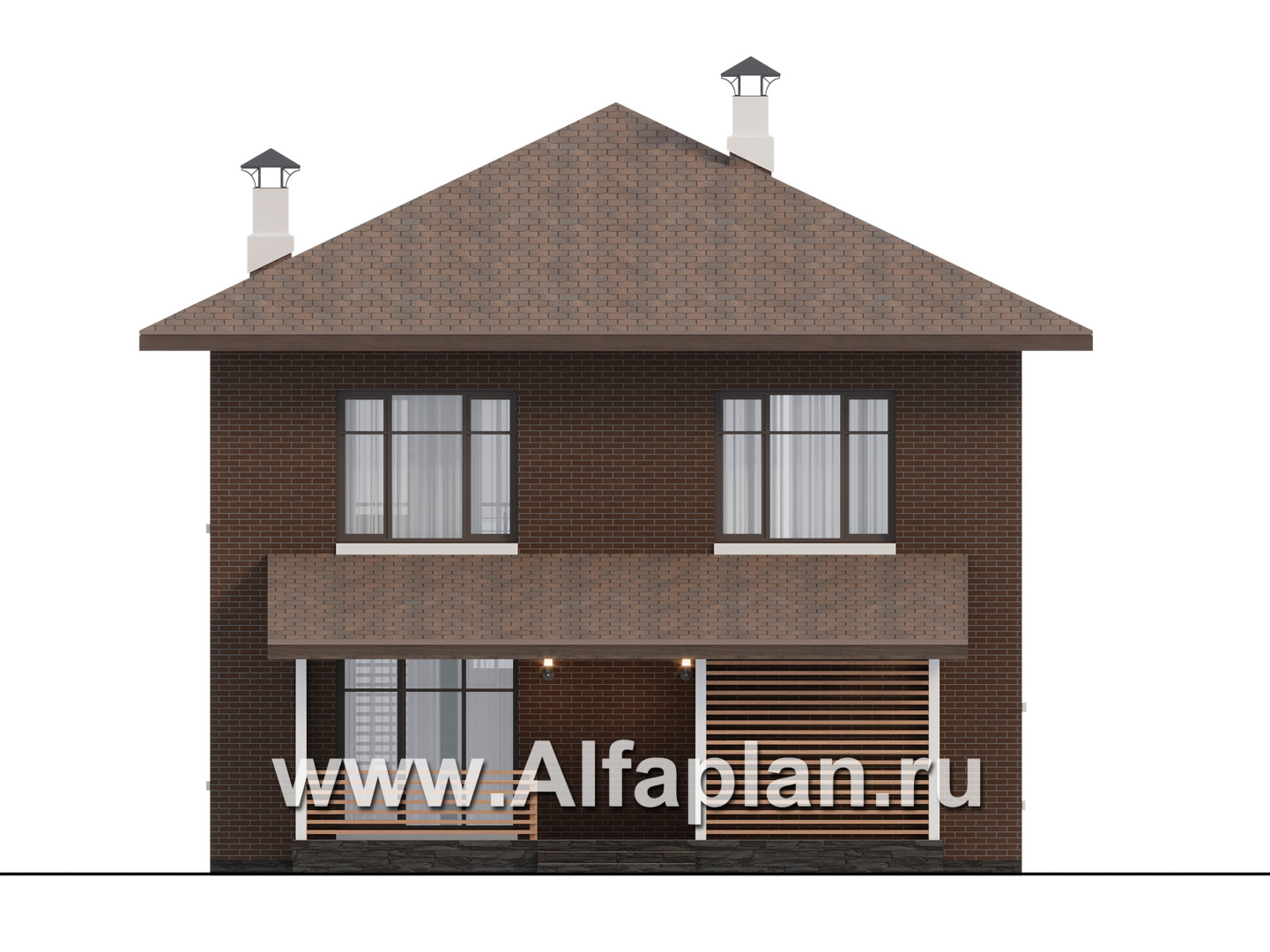 Проекты домов Альфаплан - "Селигер" - друхэтажный дом из газобетона, отличная планировка - изображение фасада №4