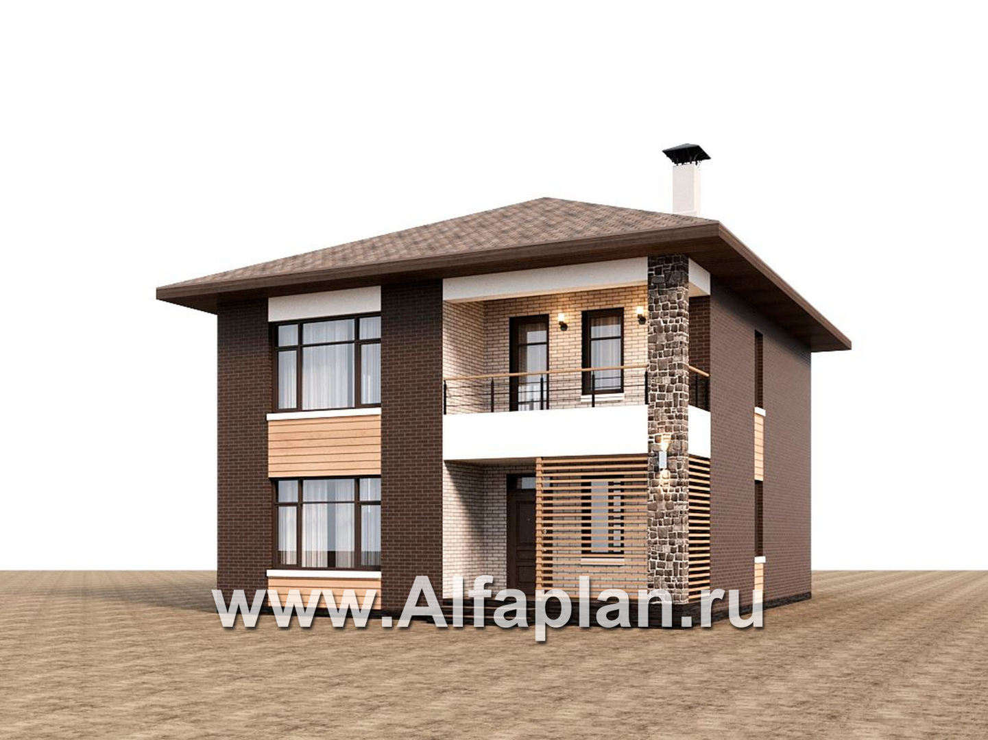 Проекты домов Альфаплан - "Селигер" - друхэтажный дом из газобетона, отличная планировка - дополнительное изображение №1