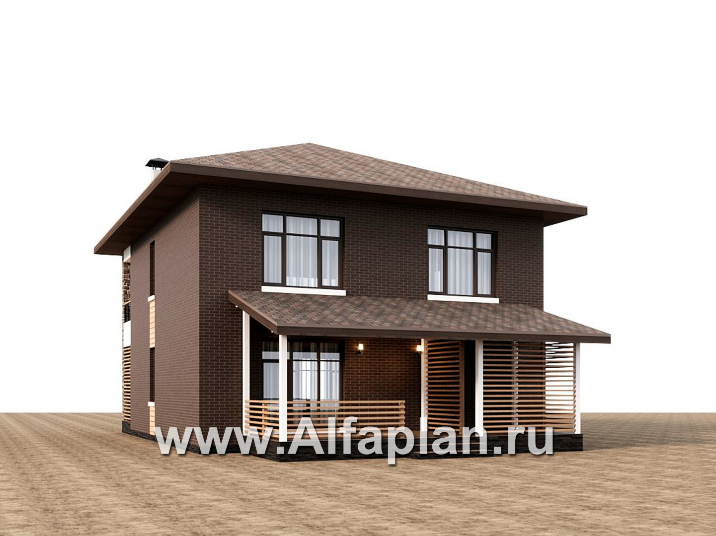 Проекты домов Альфаплан - "Селигер" - друхэтажный дом из газобетона, отличная планировка - дополнительное изображение №2