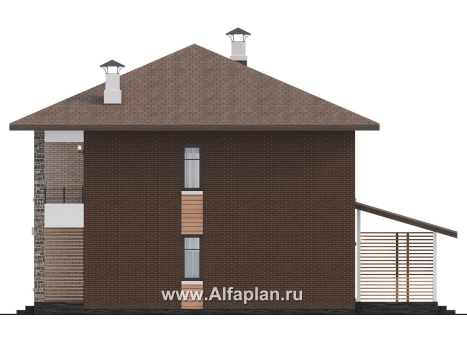 Проекты домов Альфаплан - "Селигер" - друхэтажный дом из газобетона, отличная планировка - превью фасада №2