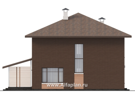 Проекты домов Альфаплан - "Селигер" - друхэтажный дом из газобетона, отличная планировка - превью фасада №3