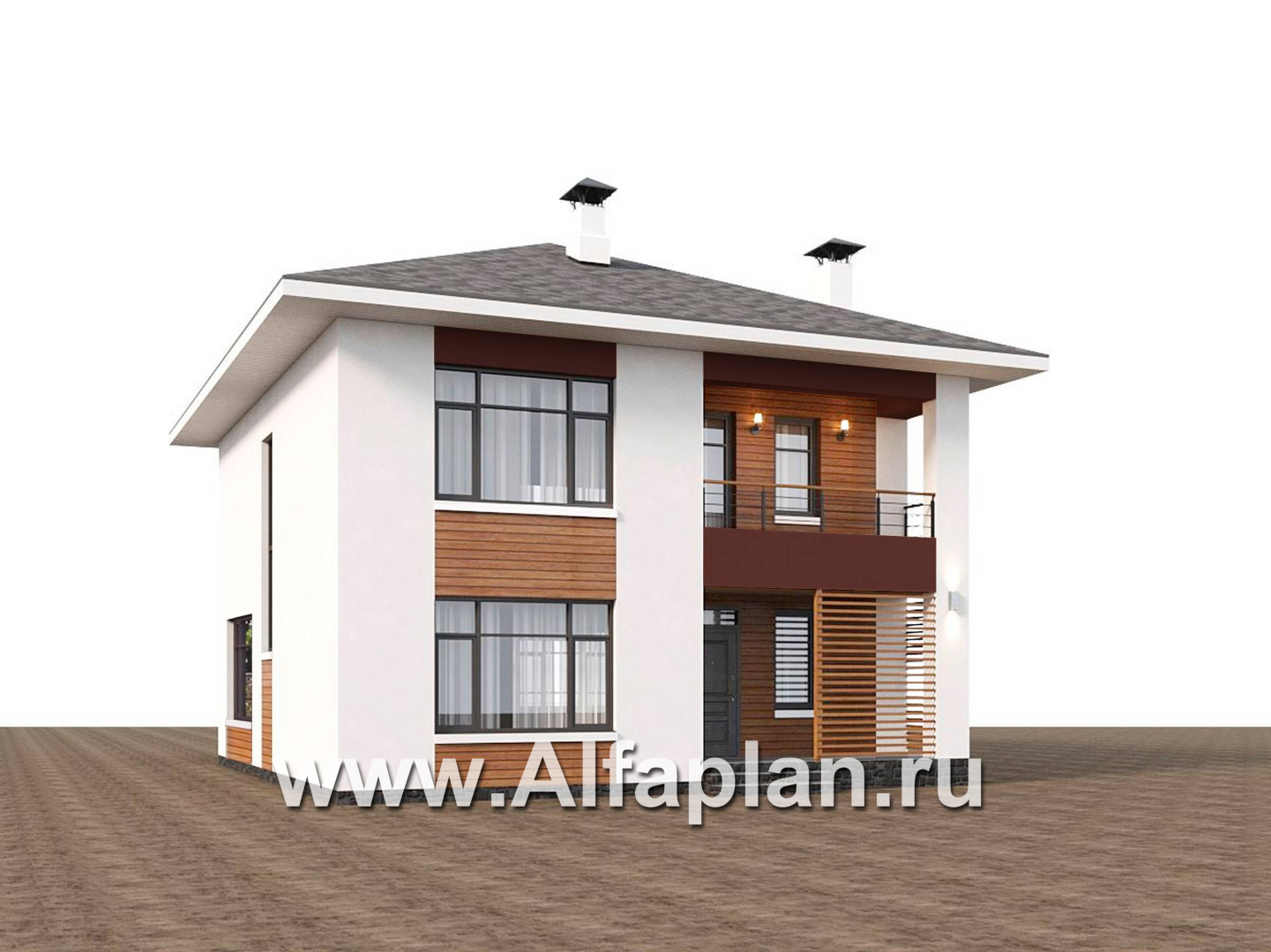 Проекты домов Альфаплан - "Селигер" - проект двухэтажного дома из газобетона, с террасой, отличная планировка - дополнительное изображение №1
