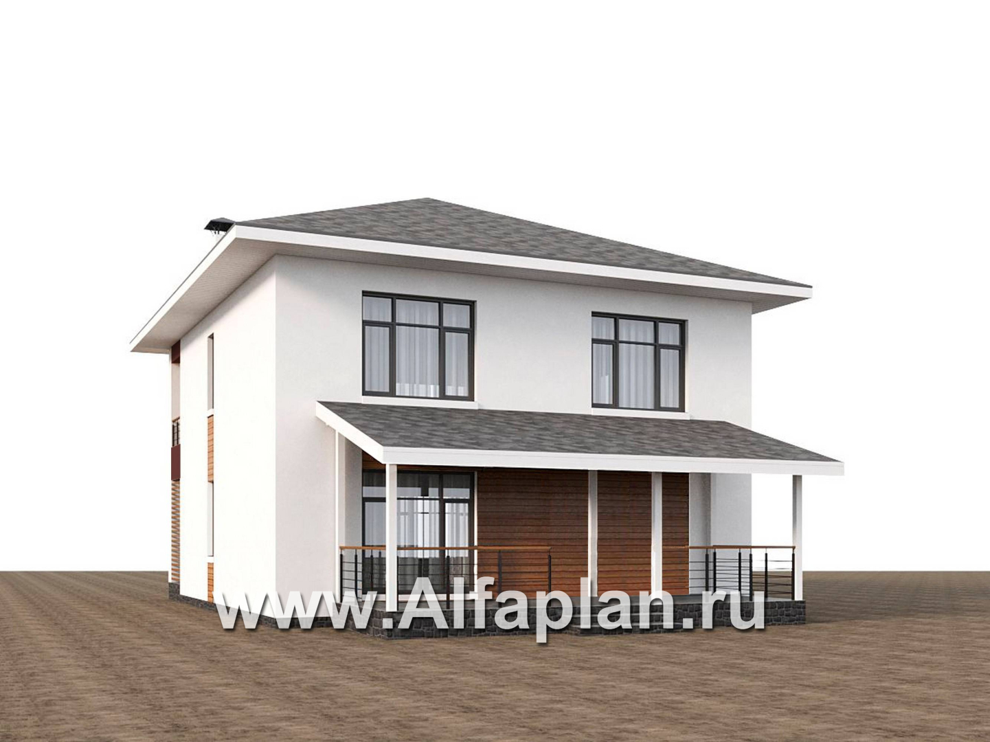 Проекты домов Альфаплан - "Селигер" - проект двухэтажного дома из газобетона, с террасой, отличная планировка - дополнительное изображение №2