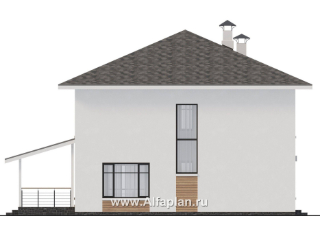 Проекты домов Альфаплан - "Селигер" - проект двухэтажного дома из газобетона, с террасой, отличная планировка - превью фасада №3