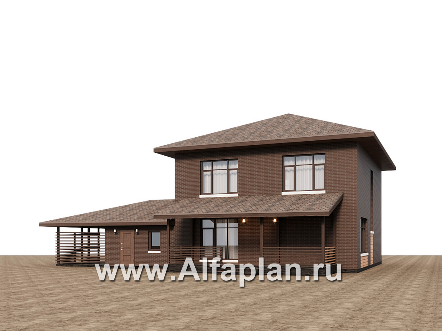Проекты домов Альфаплан - "Селигер" - проект двухэтажного дома из газобетона, с гаражом на 2 авто - дополнительное изображение №3
