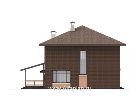 Проекты домов Альфаплан - "Селигер" - проект двухэтажного дома из газобетона, с гаражом на 2 авто - превью фасада №3