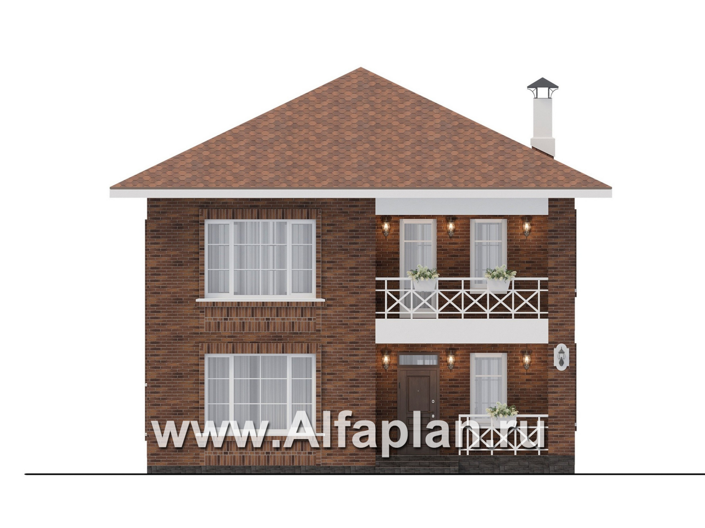 Проекты домов Альфаплан - "Сайма" - двухэтажный дом из кирпичей в баварском стиле - изображение фасада №1