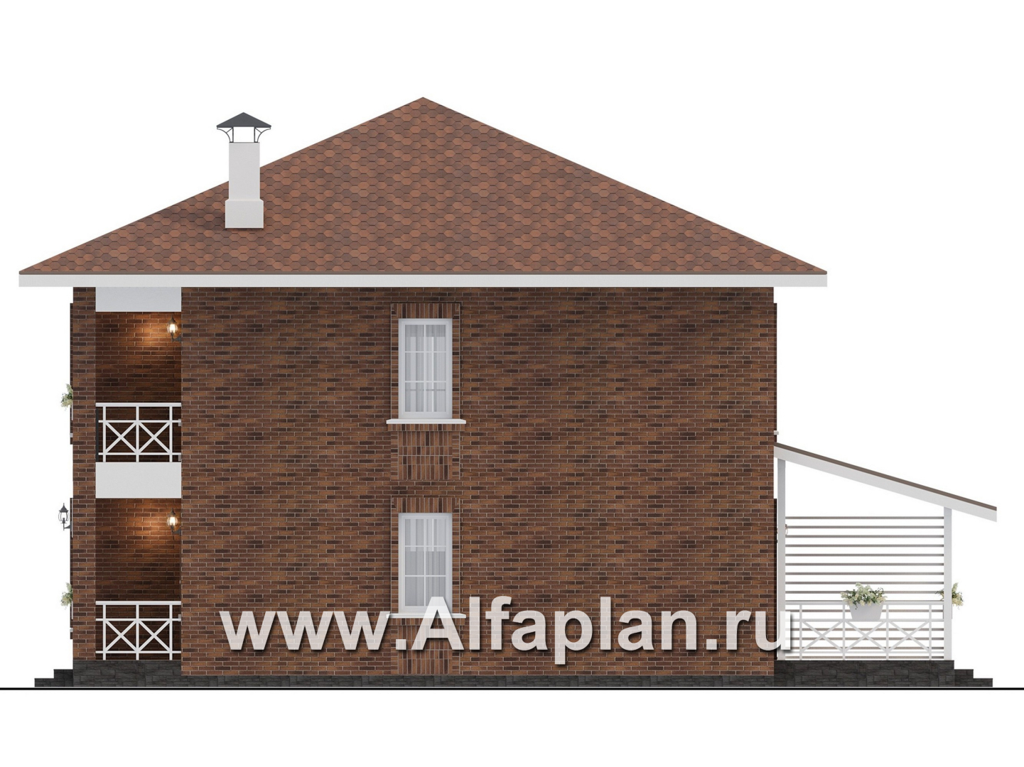 Проекты домов Альфаплан - "Сайма" - двухэтажный дом из кирпичей в баварском стиле - изображение фасада №2