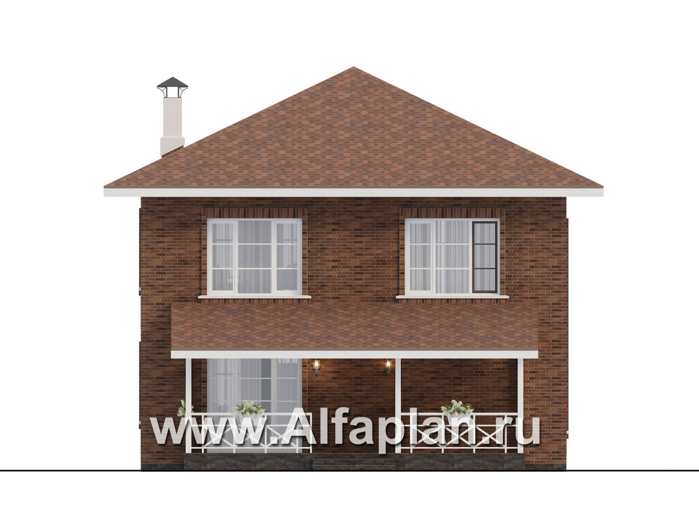 Проекты домов Альфаплан - "Сайма" - двухэтажный дом из кирпичей в баварском стиле - изображение фасада №4
