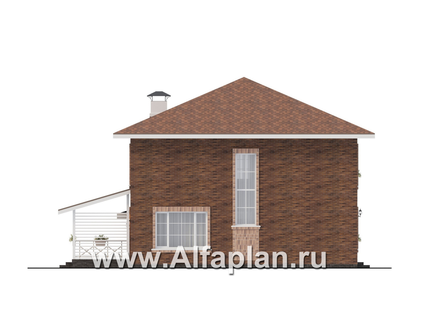 Проекты домов Альфаплан - "Сайма" - проект двухэтажного дома из кирпичей, с террасой, в баварском стиле, с гаражом - изображение фасада №3