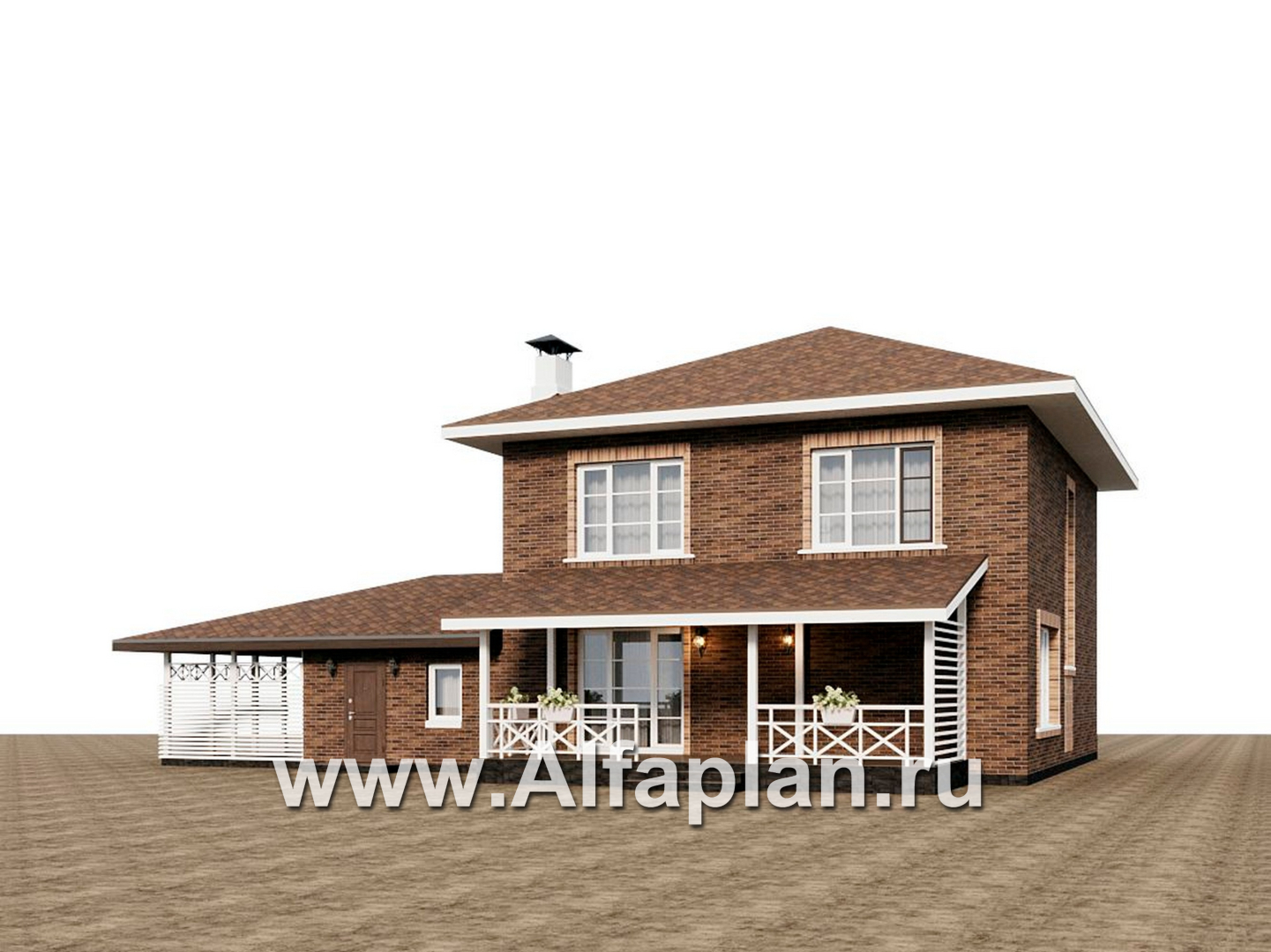 Проекты домов Альфаплан - "Сайма" - проект двухэтажного дома из кирпичей, с террасой, в баварском стиле, с гаражом - дополнительное изображение №3