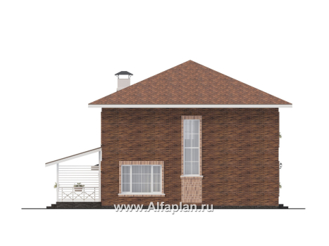 Проекты домов Альфаплан - "Сайма" - проект двухэтажного дома из кирпичей, с террасой, в баварском стиле, с гаражом - превью фасада №3