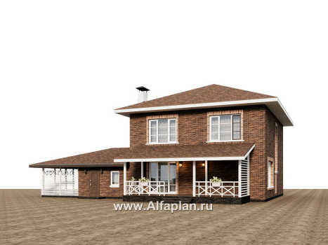Проекты домов Альфаплан - "Сайма" - проект двухэтажного дома из кирпичей, с террасой, в баварском стиле, с гаражом - превью дополнительного изображения №3