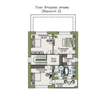 «Ладога» - проект двухэтажного дома из газобетона, с террасой, отличная планировка - превью план дома