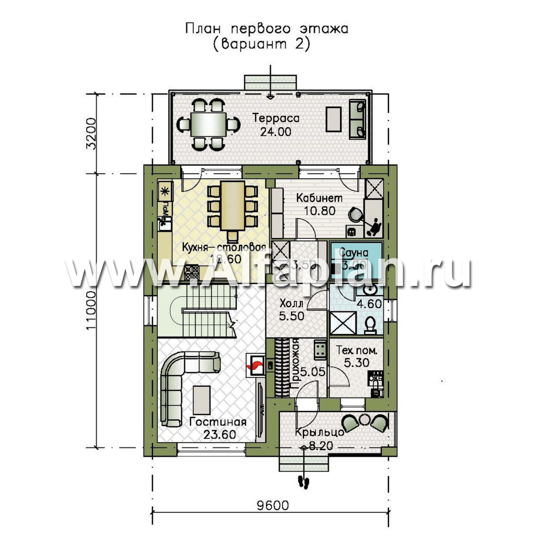 Проекты домов Альфаплан - "Ладога" - современный двухэтажный коттедж - изображение плана проекта №2