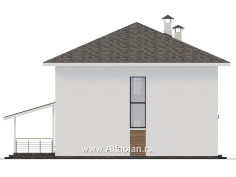 Проекты домов Альфаплан - "Ладога" - проект двухэтажного дома из газобетона, в современном стиле, с террасой, отличная планировка - превью фасада №3