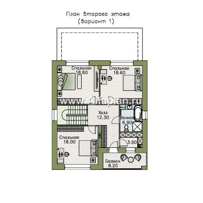 Проекты домов Альфаплан - "Ладога" - проект двухэтажного дома из газобетона, в современном стиле, с террасой, отличная планировка - превью плана проекта №3