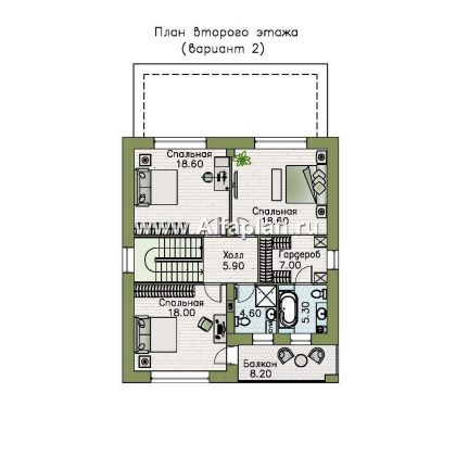 Проекты домов Альфаплан - "Ладога" - проект двухэтажного дома из газобетона, в современном стиле, с террасой, отличная планировка - превью плана проекта №4
