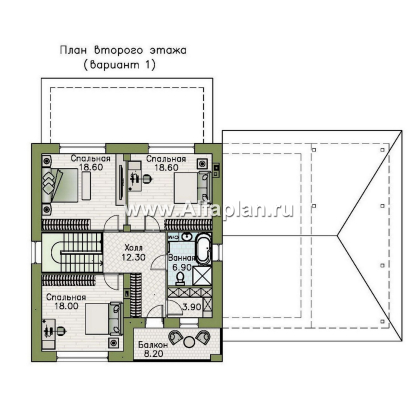 Проекты домов Альфаплан - "Ладога" - современный двухэтажный коттедж, штукатурные фасады, с гаражом - превью плана проекта №3