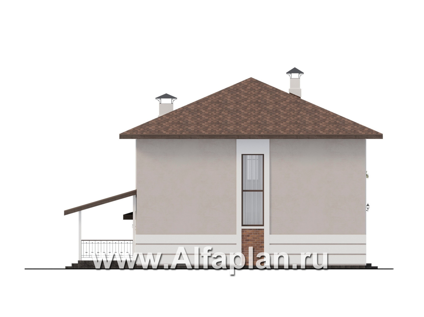 Проекты домов Альфаплан - "Ладога" - проект двухэтажного дома из газобетона, с террасой, планировка с гаражом - изображение фасада №3