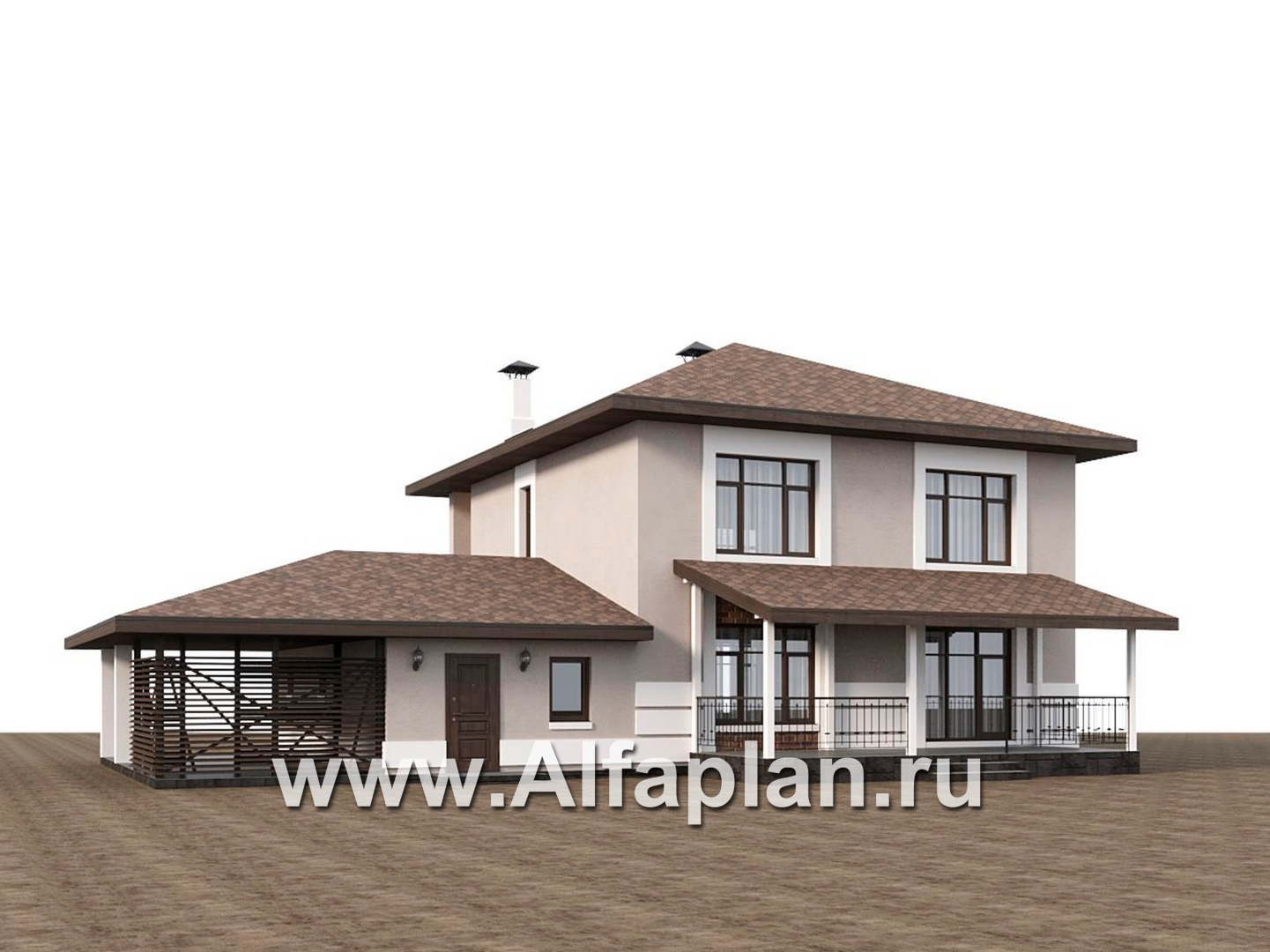 Проекты домов Альфаплан - "Ладога" - проект двухэтажного дома из газобетона, с террасой, планировка с гаражом - дополнительное изображение №2
