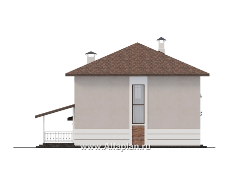 Проекты домов Альфаплан - "Ладога" - проект двухэтажного дома из газобетона, с террасой, планировка с гаражом - превью фасада №3