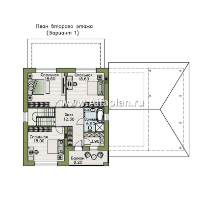 Проекты домов Альфаплан - "Ладога" - проект двухэтажного дома из газобетона, с террасой, планировка с гаражом - превью плана проекта №3