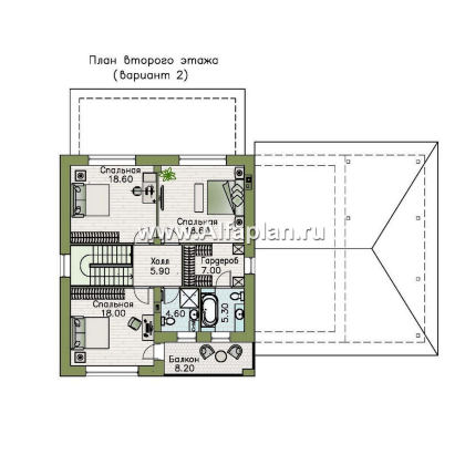 Проекты домов Альфаплан - "Ладога" - проект двухэтажного дома из газобетона, с террасой, планировка с гаражом - превью плана проекта №4