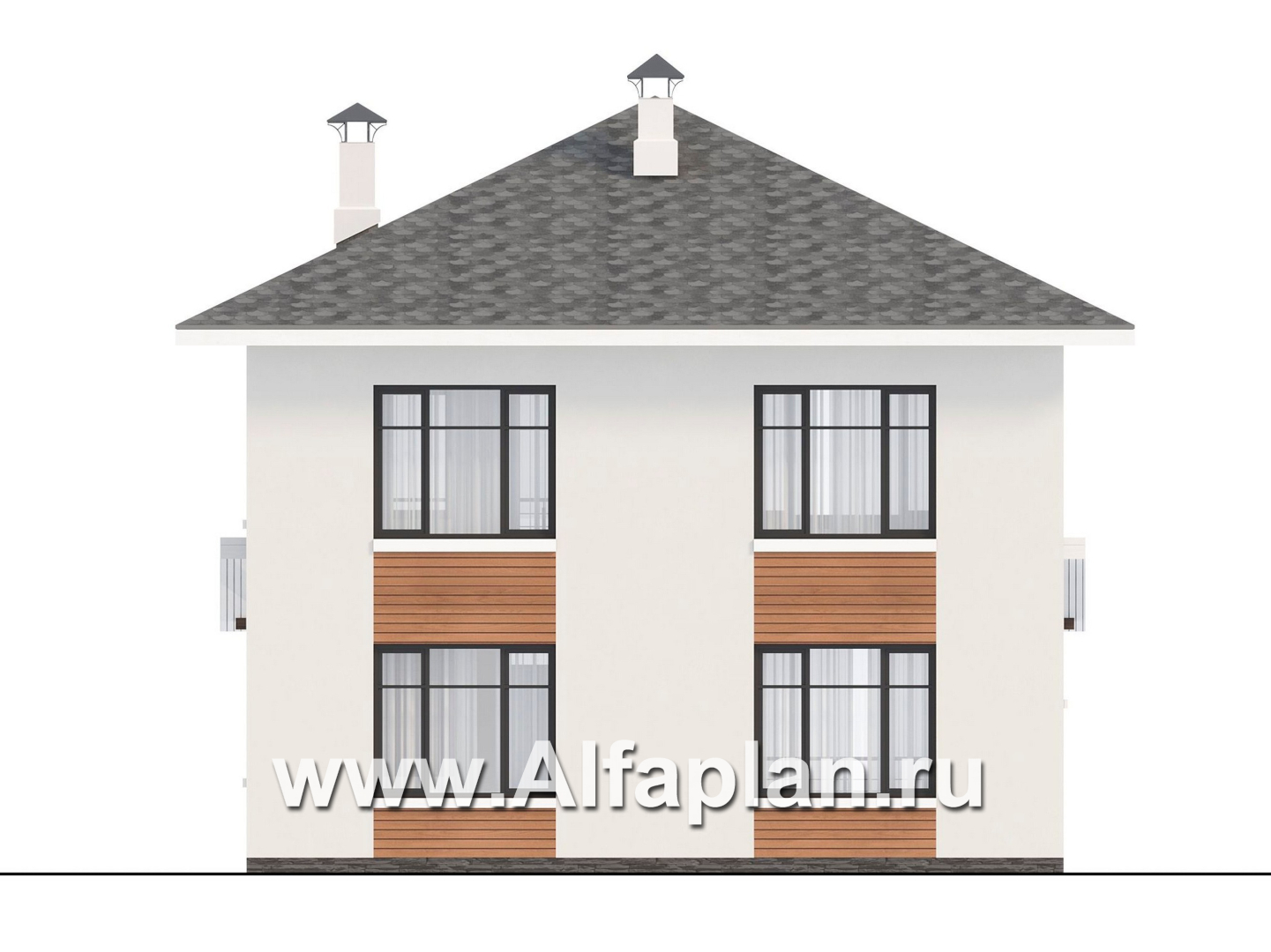 Проекты домов Альфаплан - "Отрадное" - проект двухэтажного дома из газобетона, с террасой на главном фасаде - изображение фасада №4