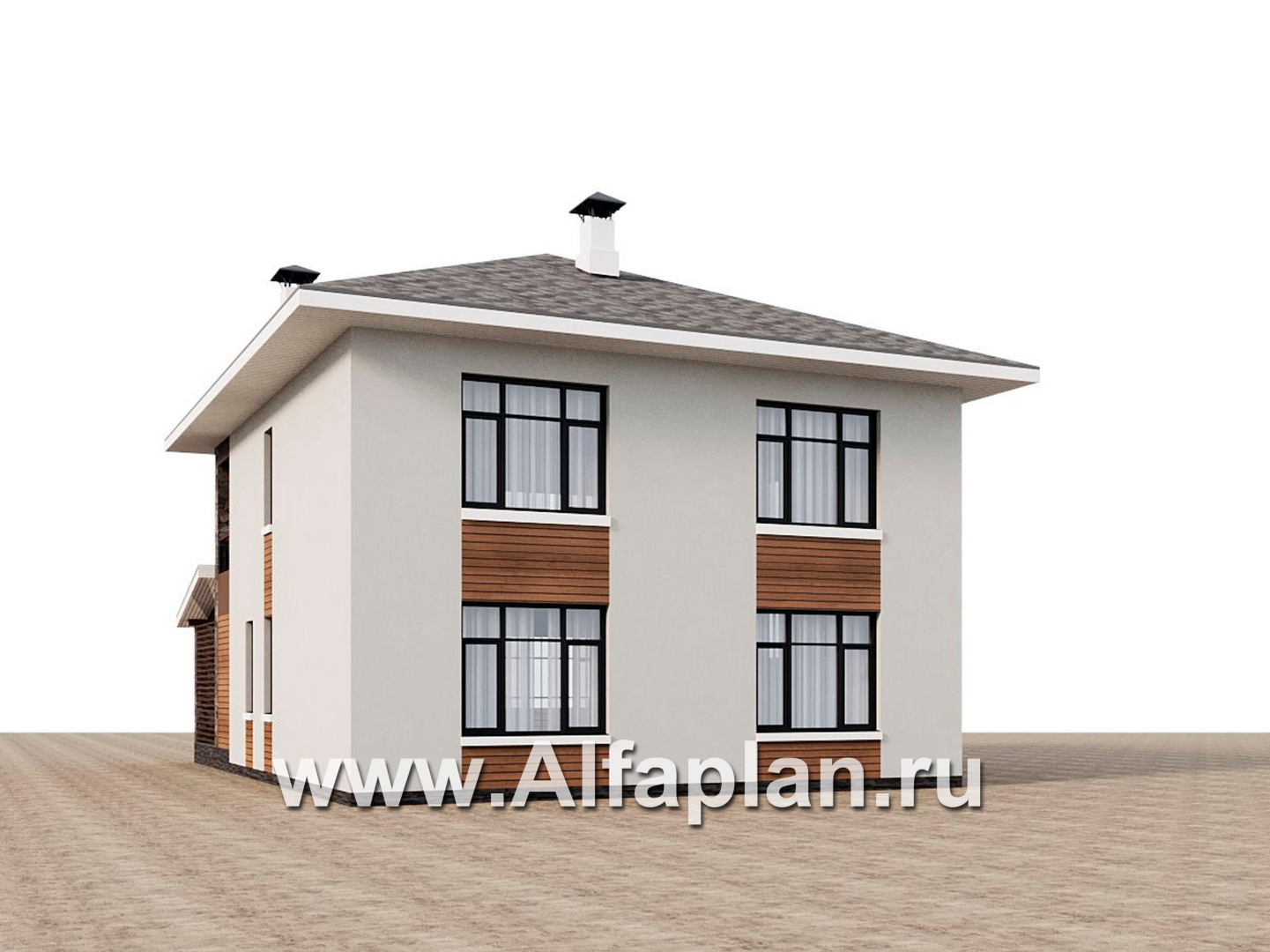 Проекты домов Альфаплан - "Отрадное" - проект двухэтажного дома из газобетона, с террасой на главном фасаде - дополнительное изображение №3