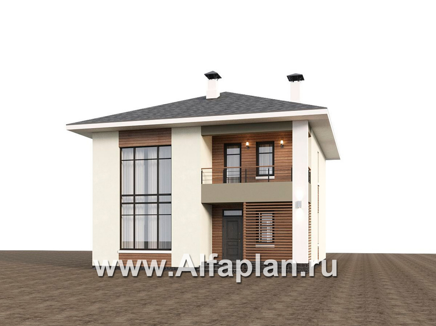 Проекты домов Альфаплан - "Отрадное" - проект двухэтажного дома из газобетона, с террасой на главном фасаде - дополнительное изображение №4